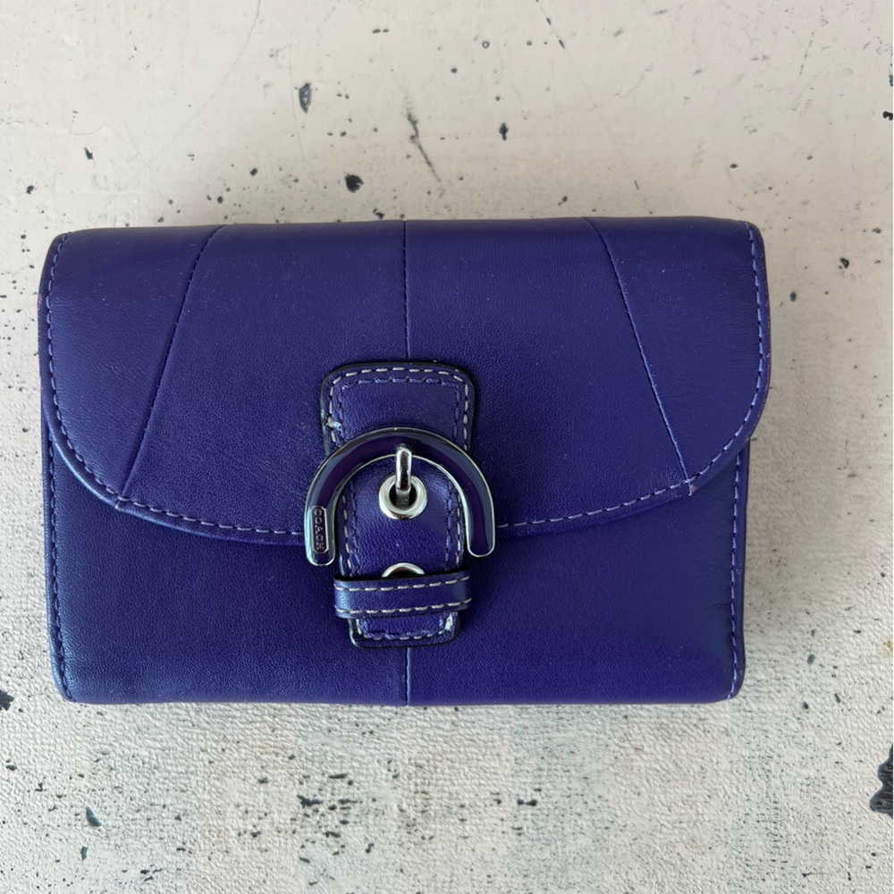 Purple Coach Wallet with Buckle